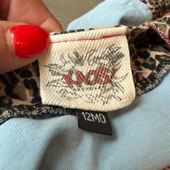 Kaos Blue Tank Dress with Red Tongue Graphic and Leopard Trim - Picture 9 of 12